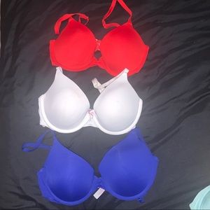 Victoria secret pink bra x3 34D 36D red white blue